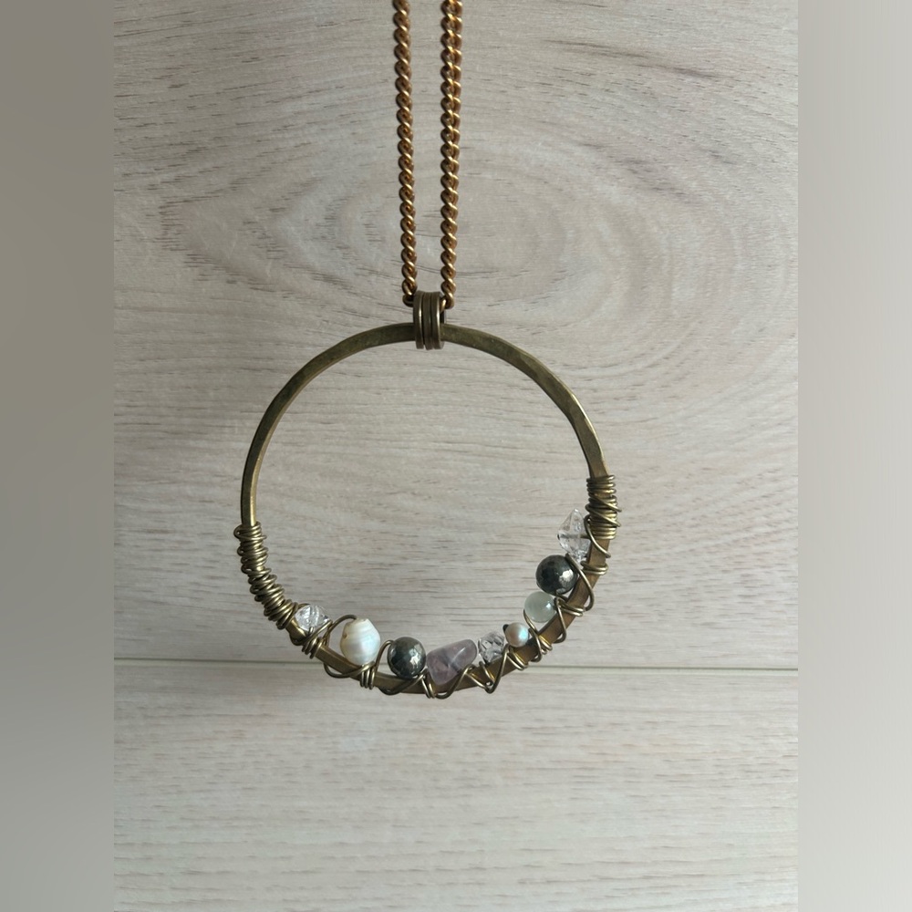 Gold toned necklace with Multi Chipped Gemstones